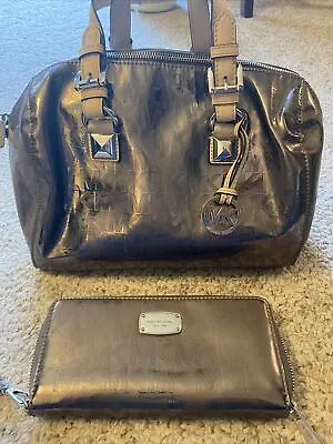 Michael Kors Handbag And Wallet Plus Shoulder Strap. Shiny Chrome Color • $78