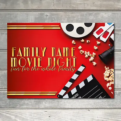 PERSONALISED Home Cinema Marquee Sign Gift Movie Custom Wall Decor Metal Plaque • £5.70
