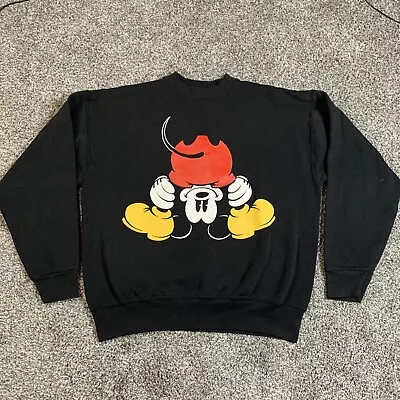 Vintage 90s Disney Mickey Mouse Crewneck Sweatshirt Xl Black Made In Usa • $19.99