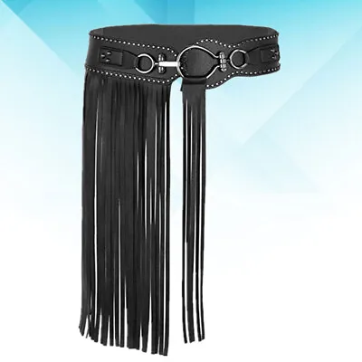 Tassel Skirt Belly Body Chains Punk Pirate Pants Black Wide Waist Belt • $34.48