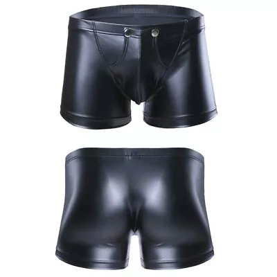 US Men Low Rise Shiny Metallic Boxer Briefs Buckled Bulge Pouch Shorts Underwear • $9.39
