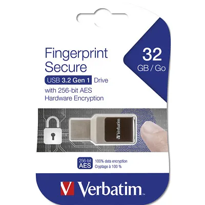 Verbatim Store'n'Go Fingerprint Secure 32GB USB 3.0 Drive Storage Stick For PC • $24