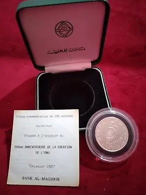 Commemorative Morocco Silver  Coin  50th Anniversary Inauguration UN • $159.99