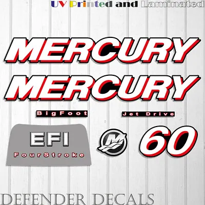 Mercury 60 HP 4-Stroke EFI 2006-2010 Outboard Engine Decal Sticker Kit • $53.17