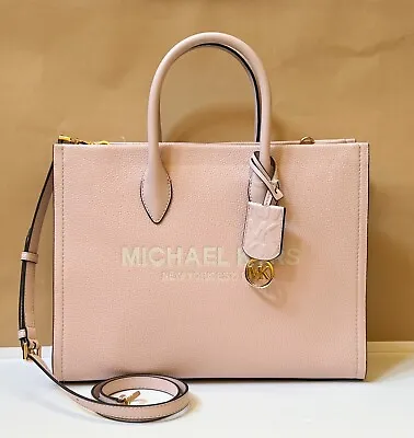 Michael Kors Mirella Medium East West Tote Satchel Shoulder Leather Bag Pink • $139