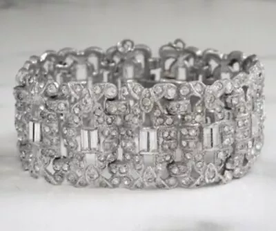 Vintage Alice Caviness Bracelet 1940 Fine Designer Rhinestone Jewelry Wedding  • $300
