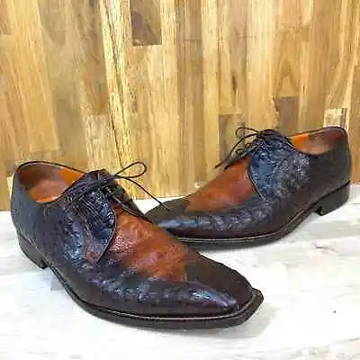 Mezlan Cedric Ostrich Brown Leather Lace Up Oxford 10.5 • $225