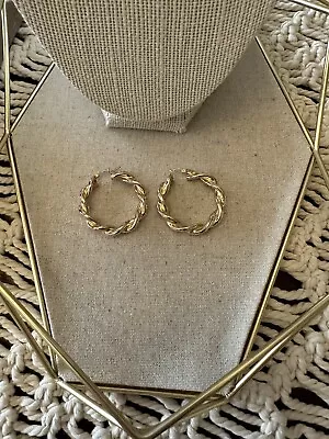 14k Gold Braided Hoop Earrings - Vintage - 8 Grams • $350