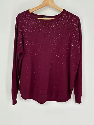 Liz Claiborne Maroon Red Embellished Bling Pullover Sweater Women's Size Small • $10.20