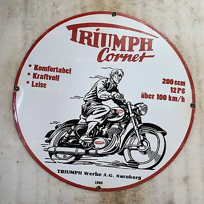 Triumph Cornet 30 Inches Round Enamel Sign • $100