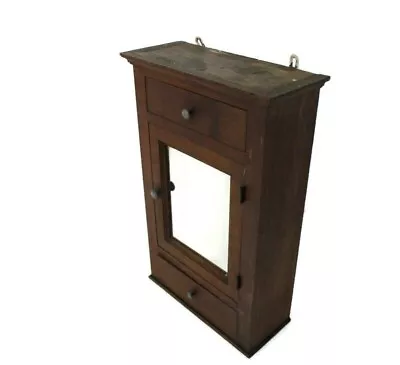 Large Oak Kitchen Apothecary Bathroom Wall Cabinet Mirror 2 Drawers Lovely • $381.50