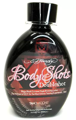 Ed Hardy Body Shots Doubleshot Tanning Lotion 13.5 Black Extreme Tingle Bronzing • $37.95