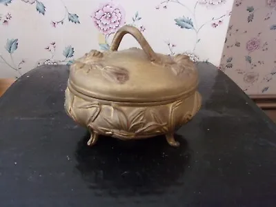 Vtg Victorian Style Trinket Box/Lid Brass? Marked-Colonial S&H B 4 3/4X3 1/2  • $12.50