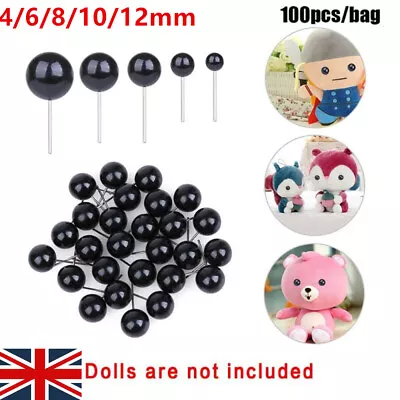 100X Plastic Safety Eyes Felting DIY Tool 6-12mm For Teddy Bear Toy Animal UK • £3.76