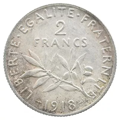 SILVER - WORLD Coin - 1918 France 2 Francs - World Silver Coin *134 • $7.35