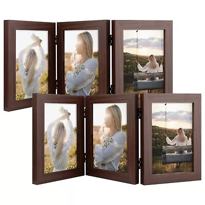 2-Pack 5x7 Three Picture Frame Trifold Hinged With 3 Openings Family Collage • $26.99