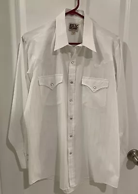 Vintage Ely Cattleman Mens Size 15.5/33 Medium White Pearl Snap Western Shirt • $15.99