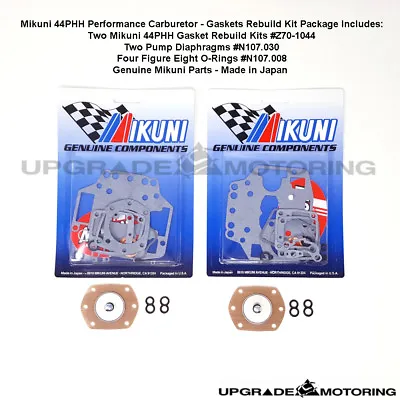 Mikuni 44phh Carb Gaskets Rebuild Kit X2-w/pump Diaphragm/fig 8 Oring- 510 Solex • $139.95