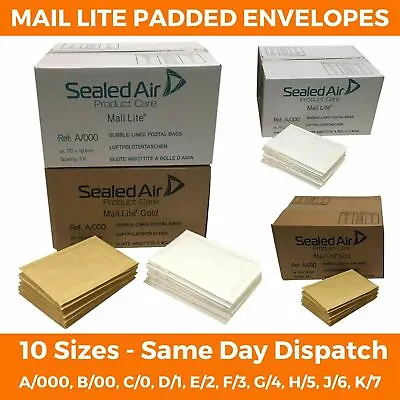 Mail Lite Bubble Padded Envelopes Mailer Bag White Brown Size A B C D E F G H J  • £12.59