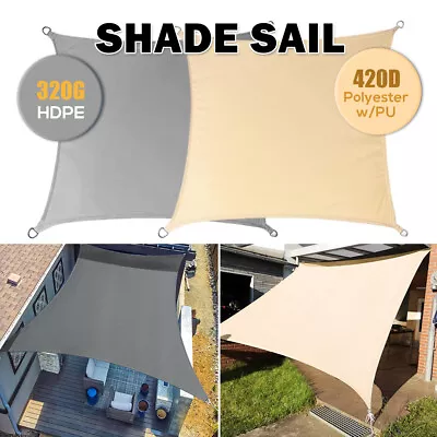 Extra Heavy Duty Shade Sail Shade Cloth Grey Gray Sun Triangle Square Rectangle • $32.25