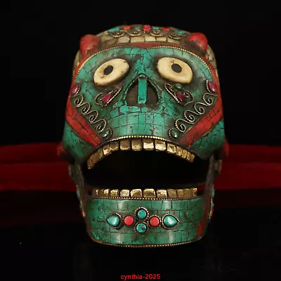 Chinese Rare Tibetan Buddhism Hand-set Gems Monkey Head Mask • $394.80