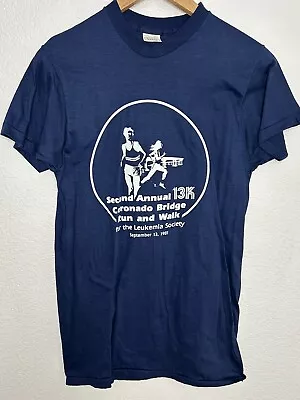 VTG Coronado Bridge Shirt Adult Large Blue Tee 13 K Run And Walk Leukemia 1981 • $19.99