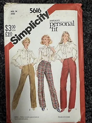 Simplicity Sewing Pattern 5616 Proportioned Pants Miss Size 14 VTG 1982 UNCUT • $4