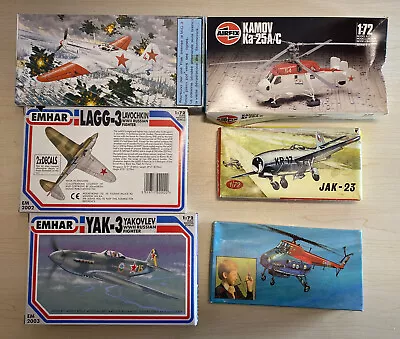 Vintage Lot Of 6 Model Airplane Helicopter Kits 1:72 1:100 Emhar Airfix KP + • $38