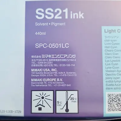 OEM Mimaki SS21 440ml Printer Ink Light Cyan SPC-0501LC Exp 6/12/24 • $119.95