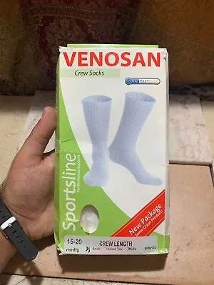 Venosan Compression Socks Sportsline Crew  Length 15-20 Sz Small White • $29.95