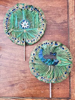 Vintage Handmade Peacock Fan SET OF 2 • $15