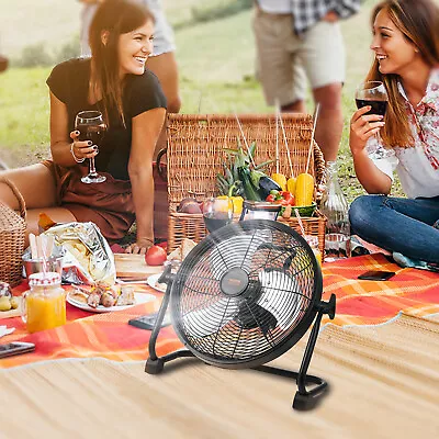 VEVOR 12'' Rechargeable High Velocity Cordless Floor Fan Battery Metal Camping • $66.99