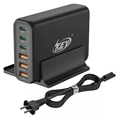 90W USB C Charger 3 USB-C Port And 3 USB-A Port Quick Charger Station • $26.99