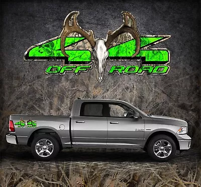 2 4x4 Off Road Truck Camouflage Buck Skull Camo Truck Bed Decals Stickers-BSOSNG • $9.99