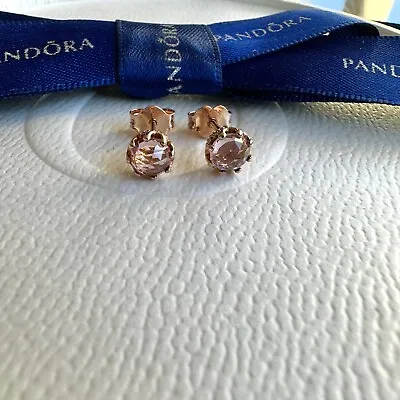 $55 • Buy Authentic Pandora Rose Gold Pink CZ Sparkling Crown Stud Earrings #288311C01