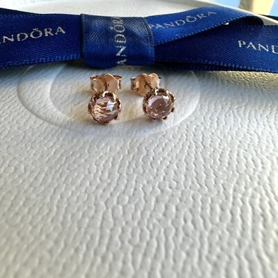 $55 • Buy Authentic Pandora Rose Gold Pink CZ Sparkling Crown Stud Earrings #288311C01