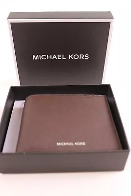 MICHAEL KORS Wallet Men's Java Brown Leather ANDY Billfold $98 NEW • $42.08