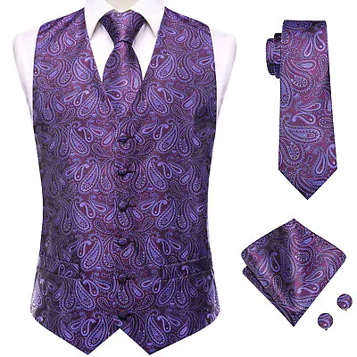 NEW Men's Paisley Design Dress Vest And Neck Tie Hankie Set For Suit Or Tuxedo • $24.99