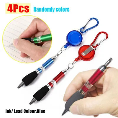 4Pcs Mini Keyring Ballpoint Pen-Ideal For Carabiner-Compact Travel Pocket Keys • £6.69