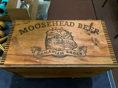 1970's Moosehead Wooden Beer Crate Dovetailed Wood Sliding Lid Storage Box • $149.95