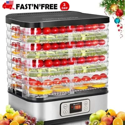 $69.99 • Buy 8 Trays Food Dehydrator Machine 600W Commercial Fruit Jerky Beef Meat Dryer LCD.