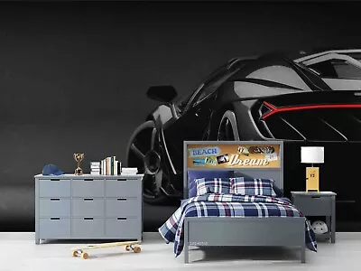 3D Sports Car Tyre Black Mirror Self-adhesive Removeable Wallpaper Wall Mural1 • $224.99