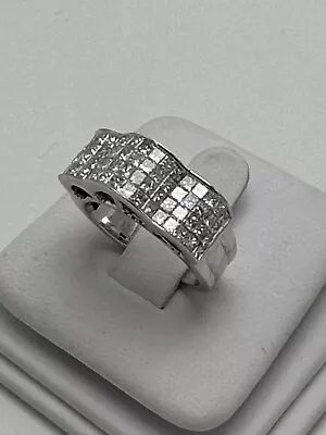 Diamond Band 2.35 Carat 14 Karat White Gold Invisible Set • $2725.43