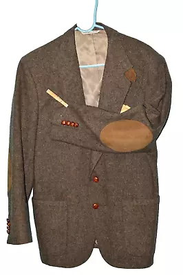 40R STAFFORD Men's Brown Hacking Hunting Elbow Patches Fleck Tweed Coat Jacket • $120