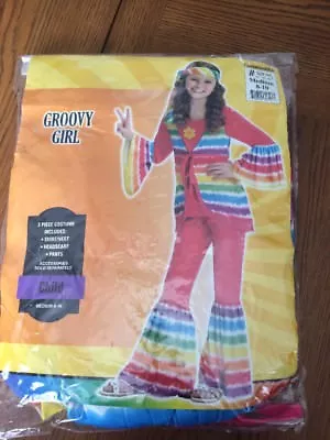 $22.99 • Buy Groovy Hippie Girl Costume 70's Flower Child Child's Size Medium 8-10