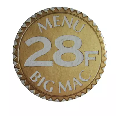 McDonalds Menu 28F Big Mac Crew Pin  3  Round French France Francs • $5.99