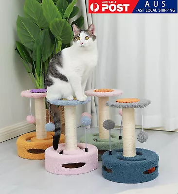 Cat Tree For Indoor Cat Cozy Plush Cat Tower With Hang Ball Cat Scratching Posts • $32.35