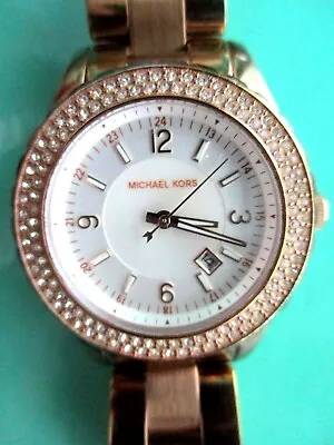 MICHAEL KORS MK5403 'Mini' Madison ROSE GOLD Tone Glitz Wrist Watch SZ SMALL • $59.96