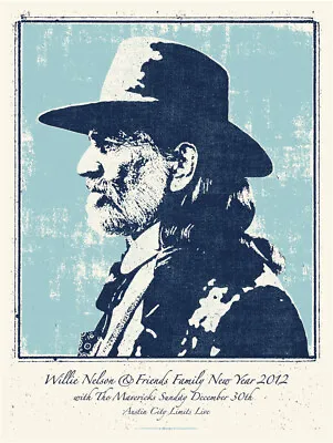Willie Nelson Austin Dec 2012 Austin City Limits ACL Silkscreen Concert Poster • $50