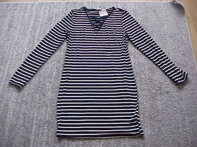 Nadine West Black & White Striped T-Shirt Dress Size L/M Criss-cross Lace Up  • $10